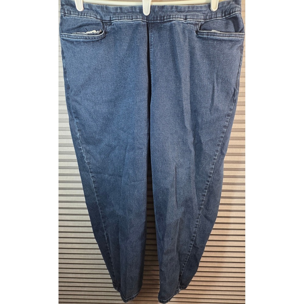 Catherines Essential Flat Front Jeans 1XWP‎ 1X W P Petite Denim Pull On POckets